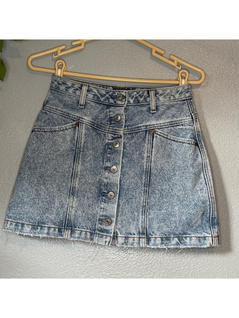 Y2K Abercrombie & Fitch Denim Mini Skirt Button Front High Waist Size 0 - Picture 2 of 6